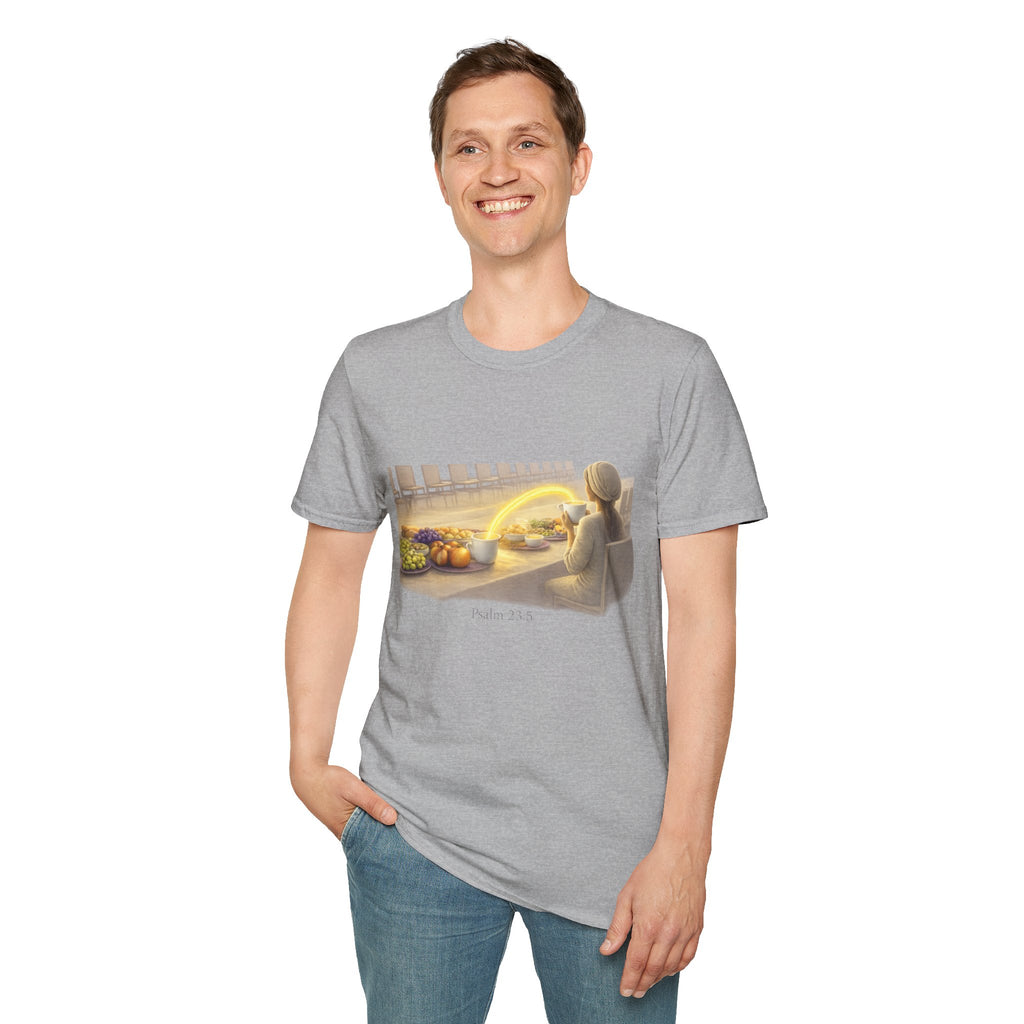 Astronaut Dinner Scene T-Shirt — Retro Space Dining Graphic Tee